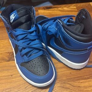 Nike Jordan’s-Kids Black and Blue High-Top Sneakers